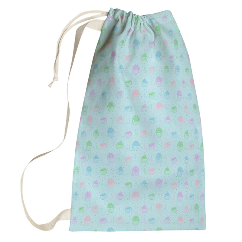 Sac à linge pastel petits gâteaux, Petit (H 64 po x l 20 po x P 1,5 po), Bleu / Rose / Vert