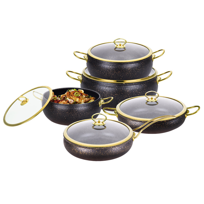 Ensemble de batterie de cuisine et casseroles en aluminium 7 pièces CAannasweis, Noir, noir, noir, noir