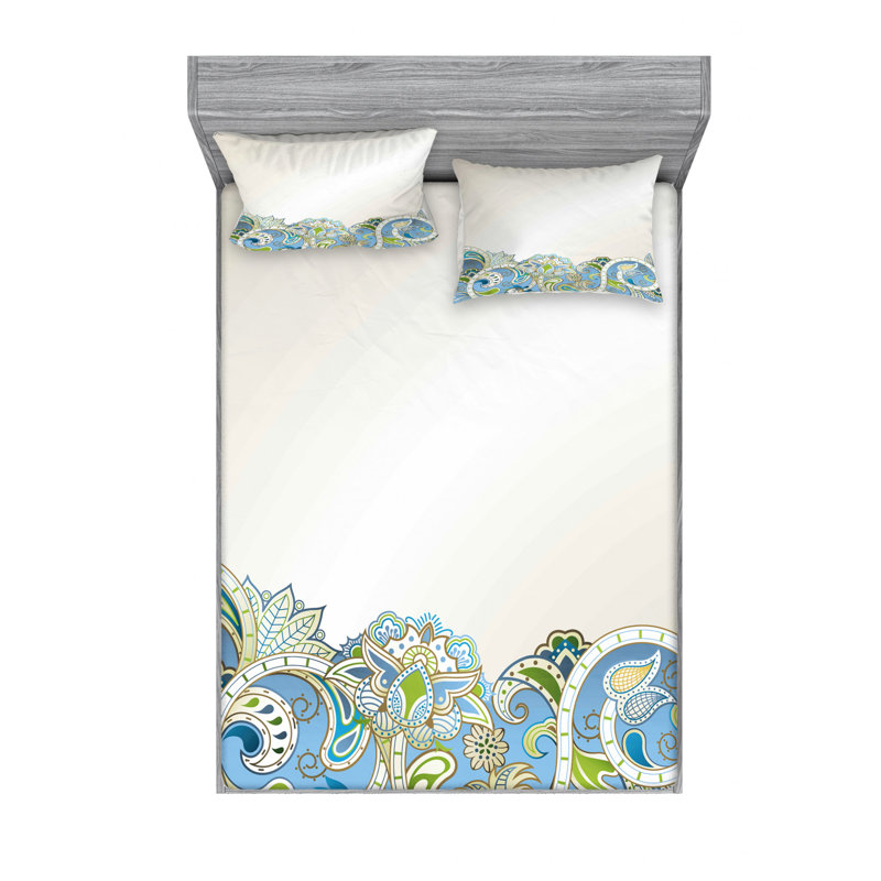 Ensemble de draps à motif floral, Ensemble de draps pour lit double avec un drap-hou