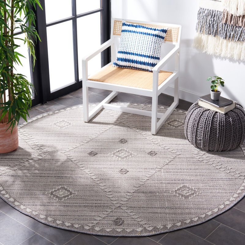 Abberger 800 Performance Southwestern Indoor/Outdoor Area Rug, Round 6'7"