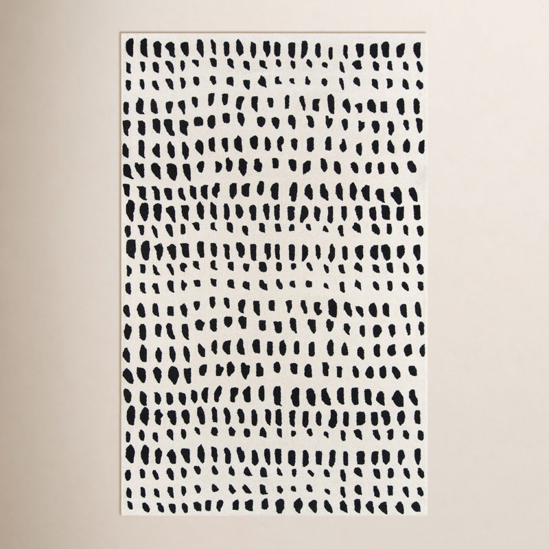 Dey Wool Geometric Area Rug in Off-White, Rectangle 9' x 12'