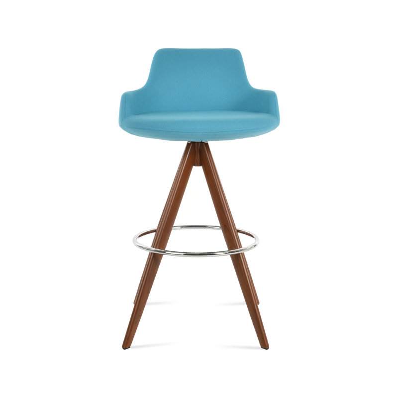 Tabouret de derviche, Turquoise, Noyer, Tabouret de bar (siège d'une hauteur de 29,5 po)