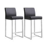 Upholstered Counter Stool with Metal Frame