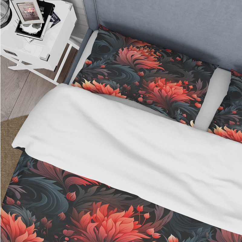 Ensemble de housse de couette à motif floral en microfibre Rashanti Ember Twilight Moody