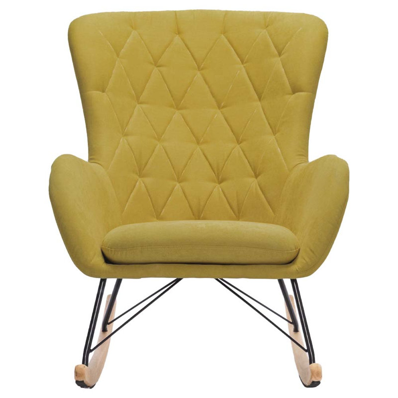 Amalga Metal Rocking Chair, Linen, Yellow