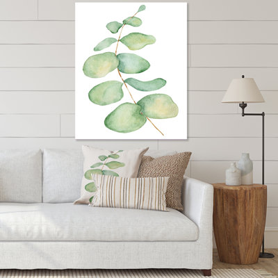 Branche d'eucalyptus sur fond blanc III - Peinture sur toile