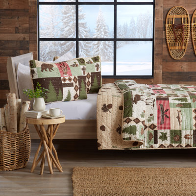 Wilder Brown/Red/Gray Reversible Quilt Set