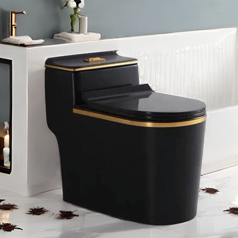 Toilette allongée monopièce à double chasse (siège inclus)