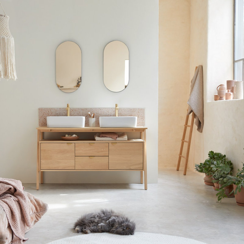 Ava Premium Terrazzo Bathroom Vanity Top, 145 cm x 25 cm, Pink