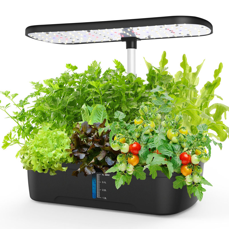 Jardin hydroponique intérieur 12 lumières avec lumière DEL - cadeau parfait, Black