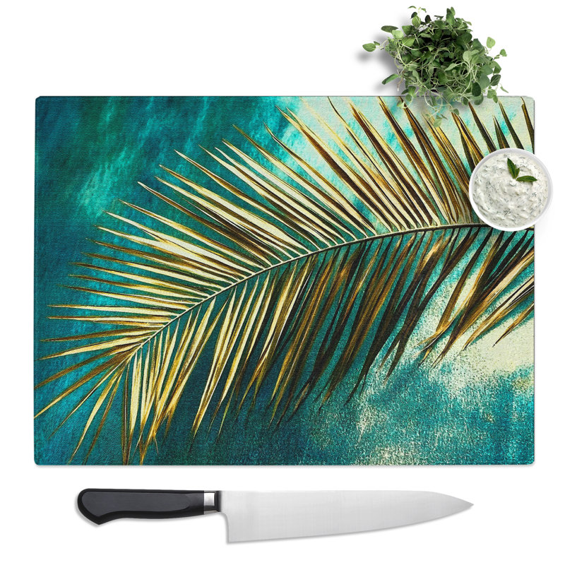 Palm Leaf  Glass Chopping Board