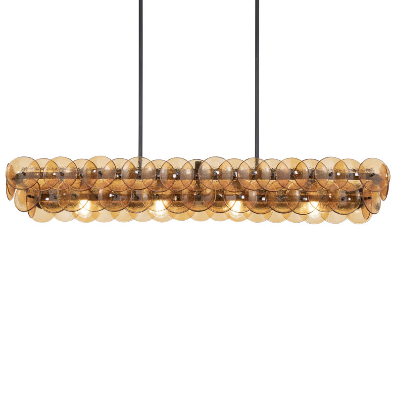 Loren-Linear Pendant, Gunmetal/Amber
