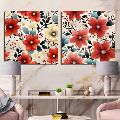 Bainbridge - Ensemble de 2 collages carrés floraux