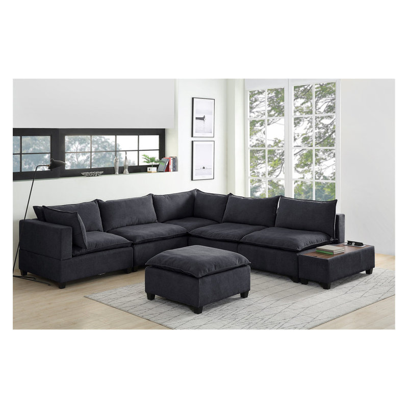 Canapé modulaire Gouvernour, Mélange de polyester gris foncé