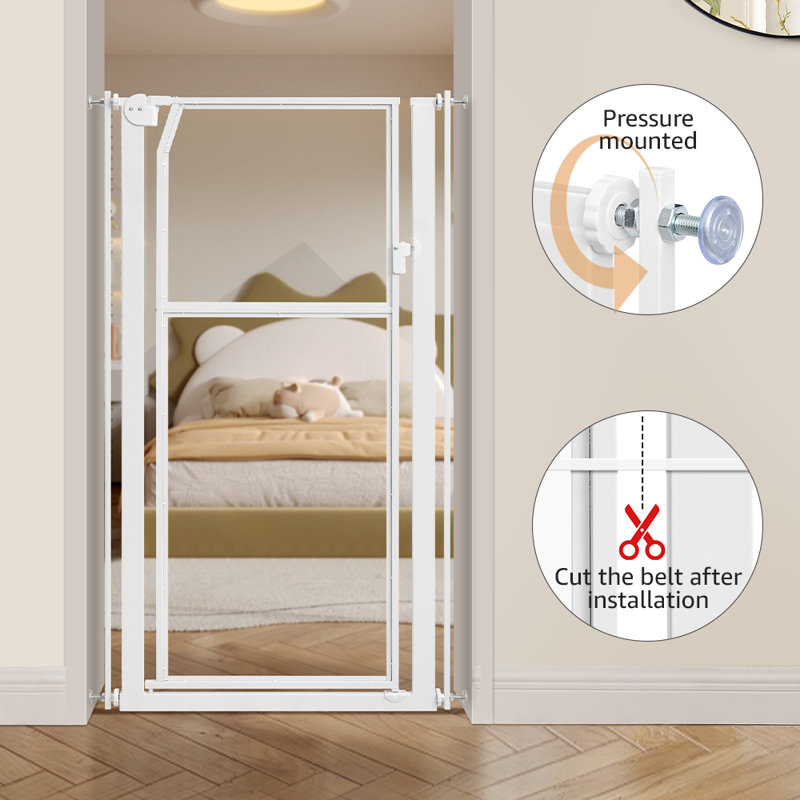 Pressure Mounted Pet Gate, White, 75cm - 85cm W