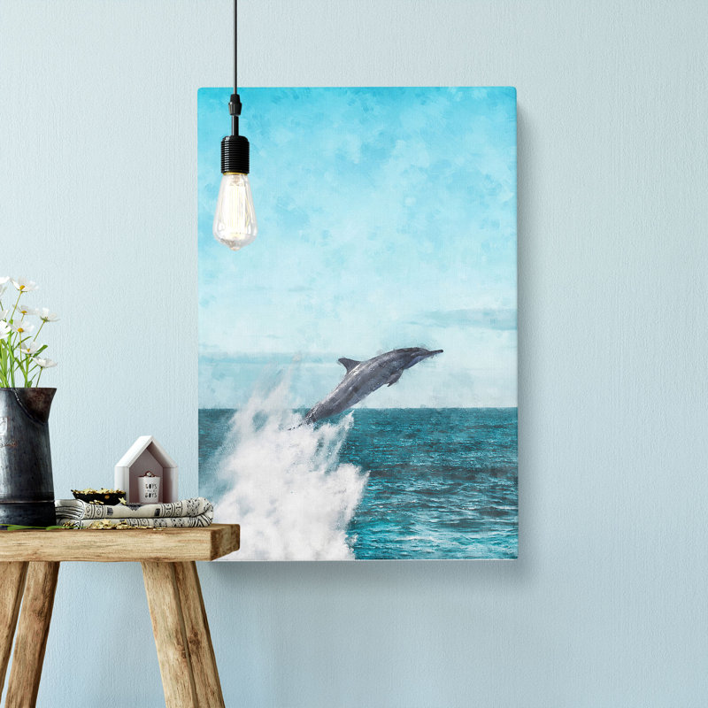 Jumping Dolphin - Wrapped Canvas, 76cm H x 50cm W x 3cm D