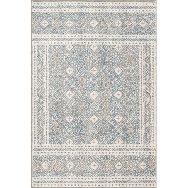 Tapis tissé géométrique lavable à la machine, Sous-tapis carré 3 pi 3 po inclus