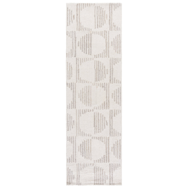 Metro 80% laine touffetée à la main 80%; Tapis géométrique 20% coton, Runner 2'3" x 8'