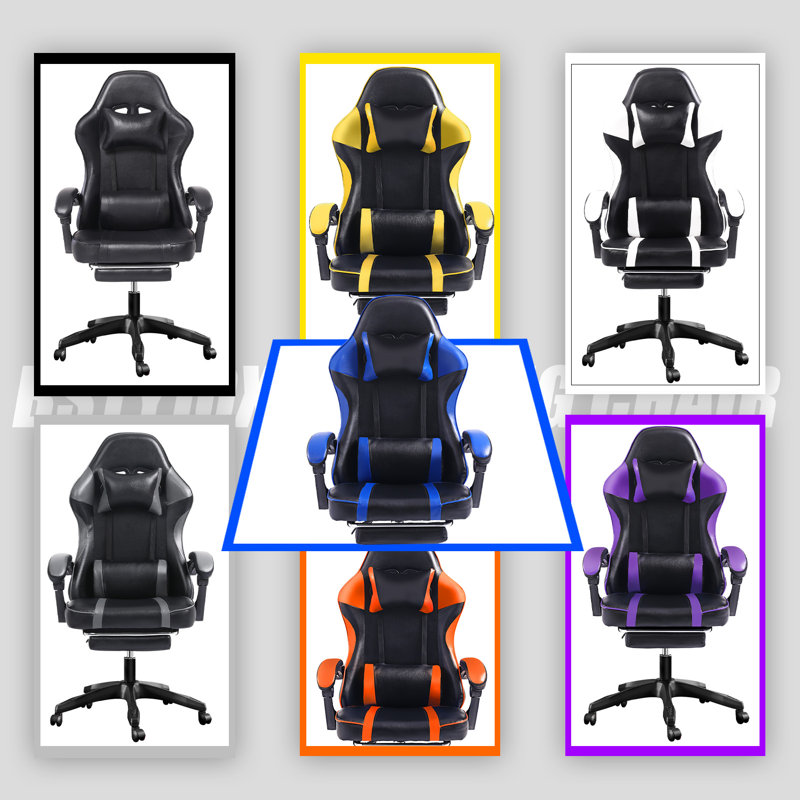 Wrought Studio™ Reclining and Adjustable Height PC & Racing Game Chair, Orange