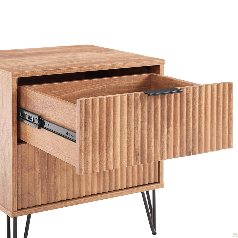 20" Fluted Nightstand (2-Drawer), Brown