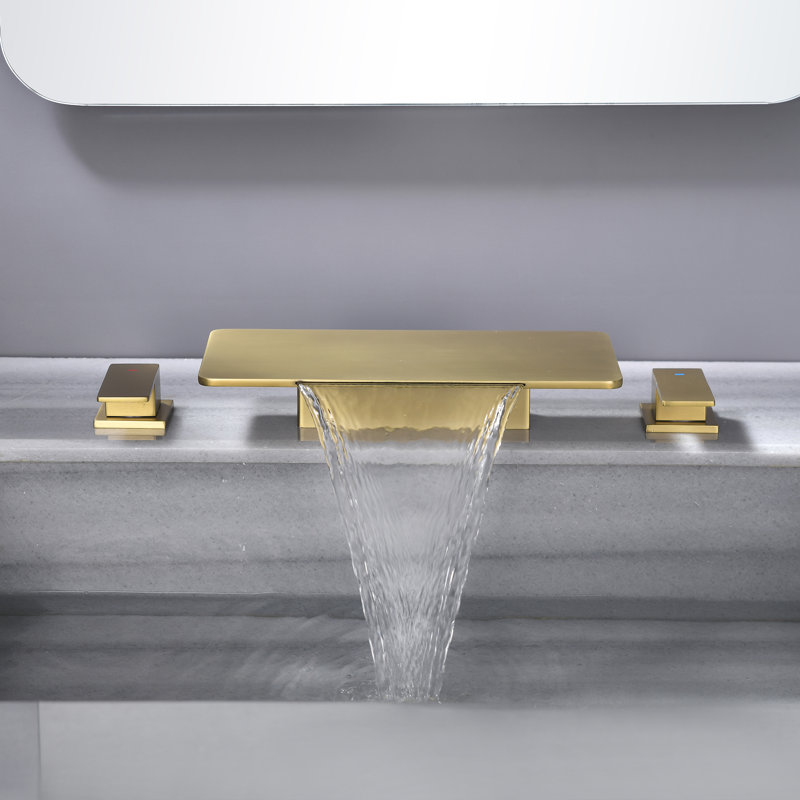 Deck Mounted Waterfall Roman Tub Faucet, Brushed Gold