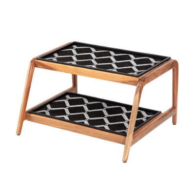 Premium Solid Wood Boot Tray Stand with Natural Coir Mat - Entryway & Mudroom Shoe Organizer