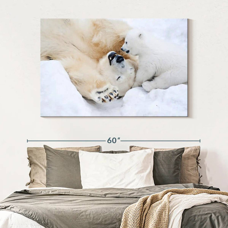 Brampt Polar Bear With Her Cub, 34" H x 51" W
