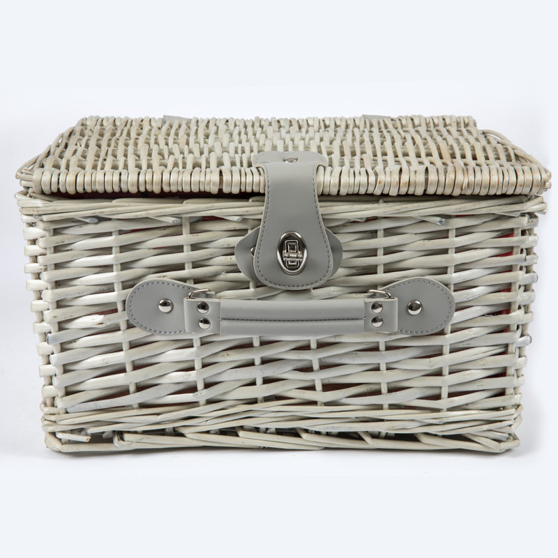 Panier de pique-nique en osier avec ensemble repas Catalina, argent