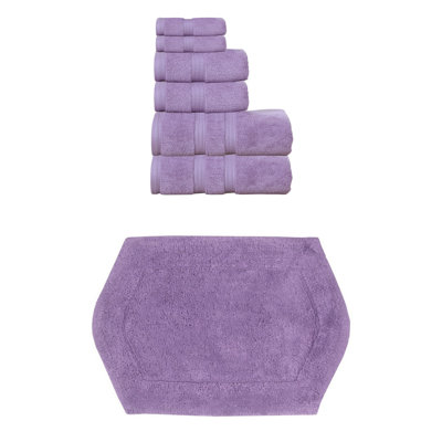 Ensemble de serviettes 6 pièces 100% coton doux et 1 tapis de bain 17 x 24 "Bryd Collection (ensemble de 7)