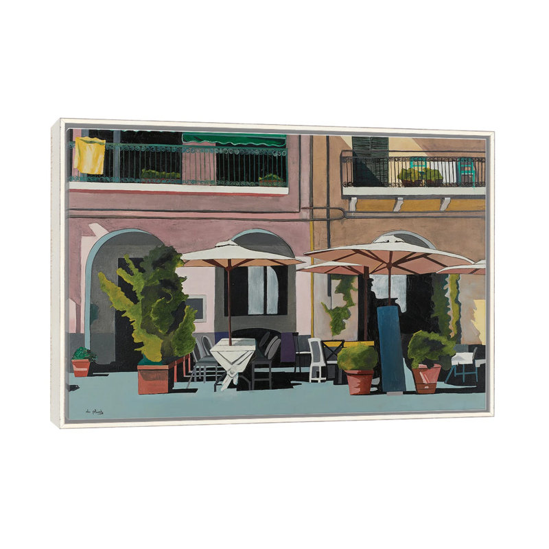 Imperia, Italy, 40" H x 60" W x 1.5" D, Distressed White Floater Framed Canvas, No Mat