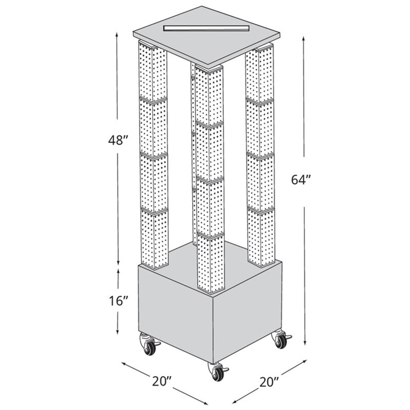 Translucent Blue 64" Pegboard Display with Revolving Towers