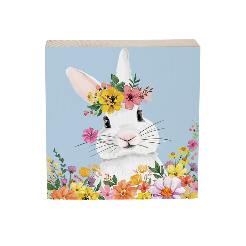 Planche en bois Bunny Blooms, 6 po