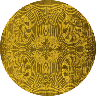 Tapis jaune / vert en laine et polyester tissé à la machine Janalise