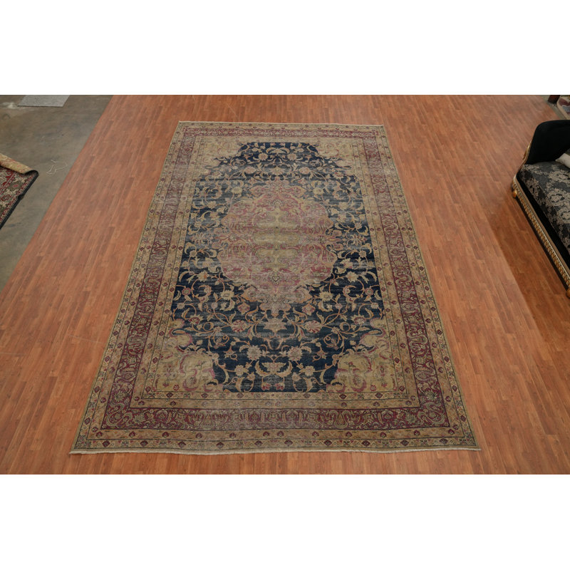 Tapis oriental traditionnel pré-1900 à teinture végétale 10 x 17