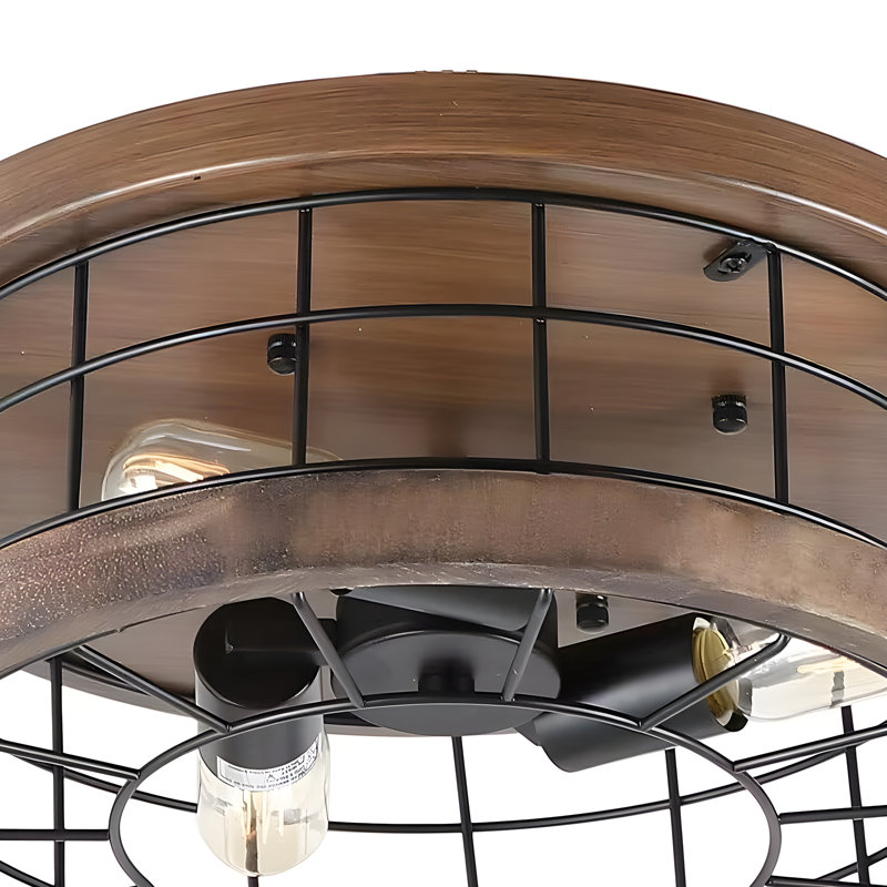 3-Light Industrial Open Cage Flush Mount Ceiling Light