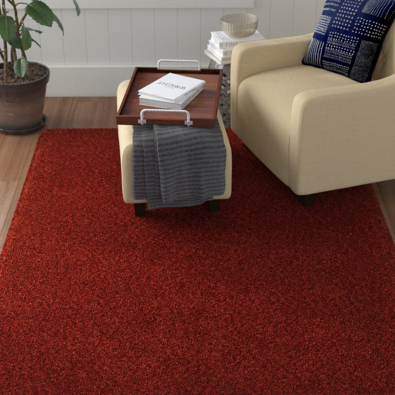 Toronto Handmade Tufted Rust Red Area Rug, Rectangle 10' x 13'