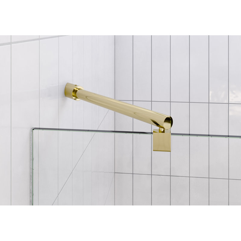 44.5" W x 78" H Pivot Frameless Shower Door, Polished Brass