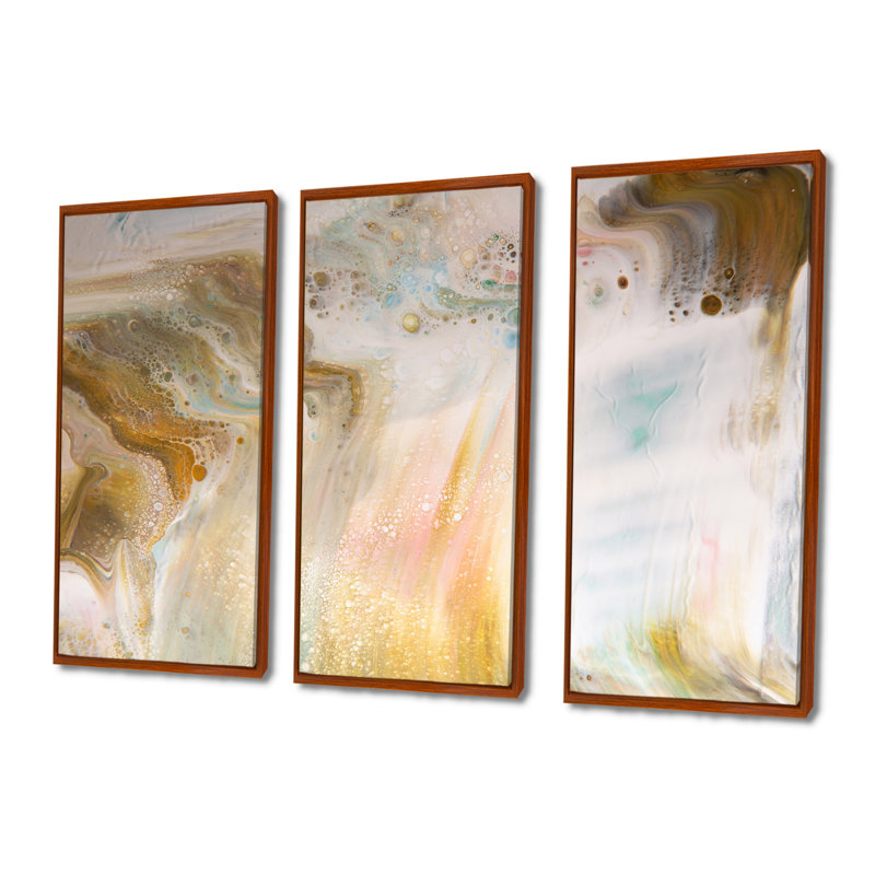 «Fluid Art In Pastel Tones I», ensemble de 3 impressions sur toile, 32" H x 48" W, Brun