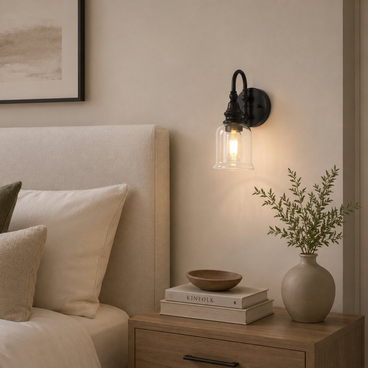 Cassiel Single Light Dimmable Armed Sconce, Matte Black