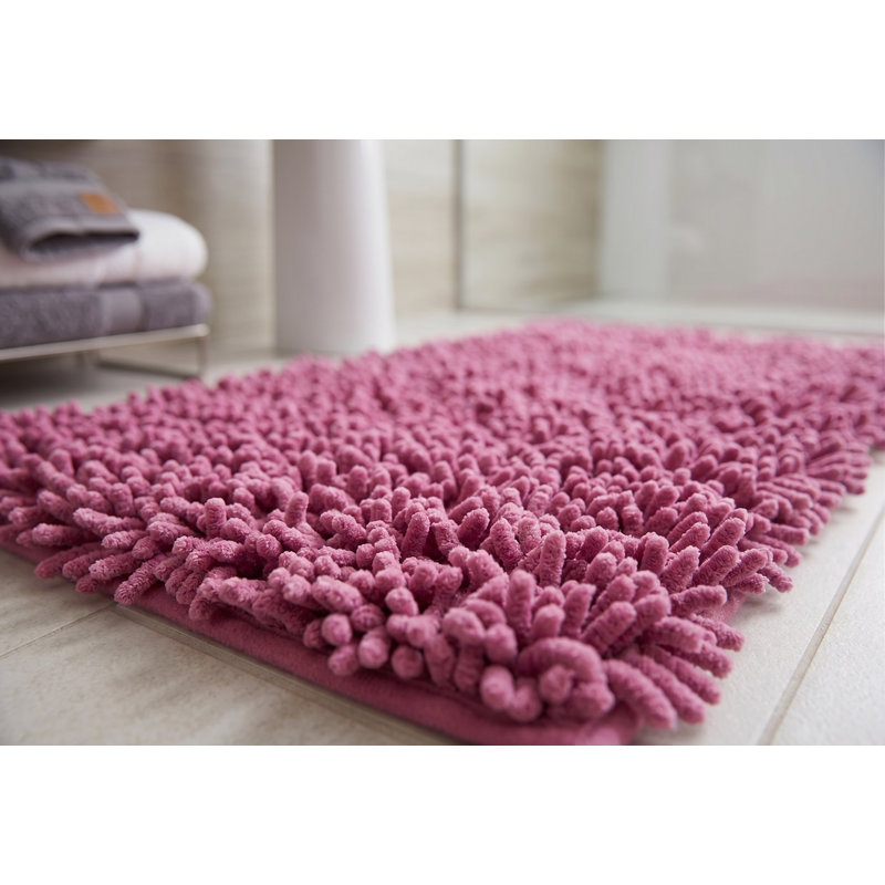 Tapis à poils longs rose en coton, Rectangle 2 pi x 3 pi