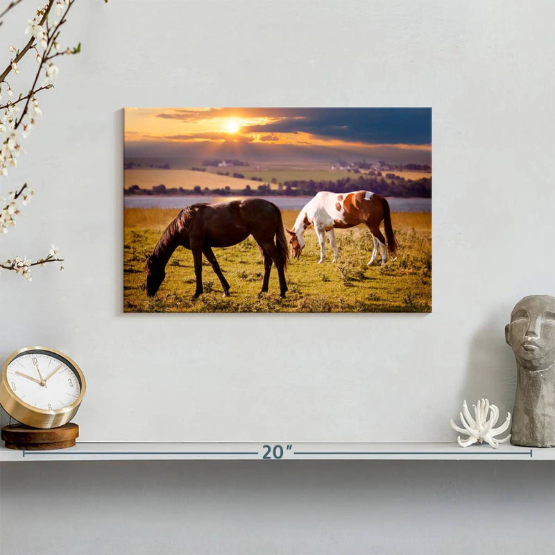 Brampt Horses On Pasture, 8" H x 12" W