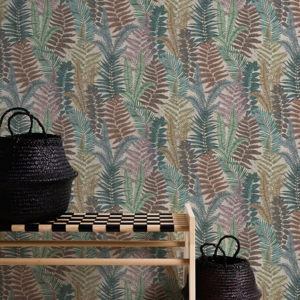 Galerie Flourish Green Tree Leaf Wallpaper FL61119, Green/Blue