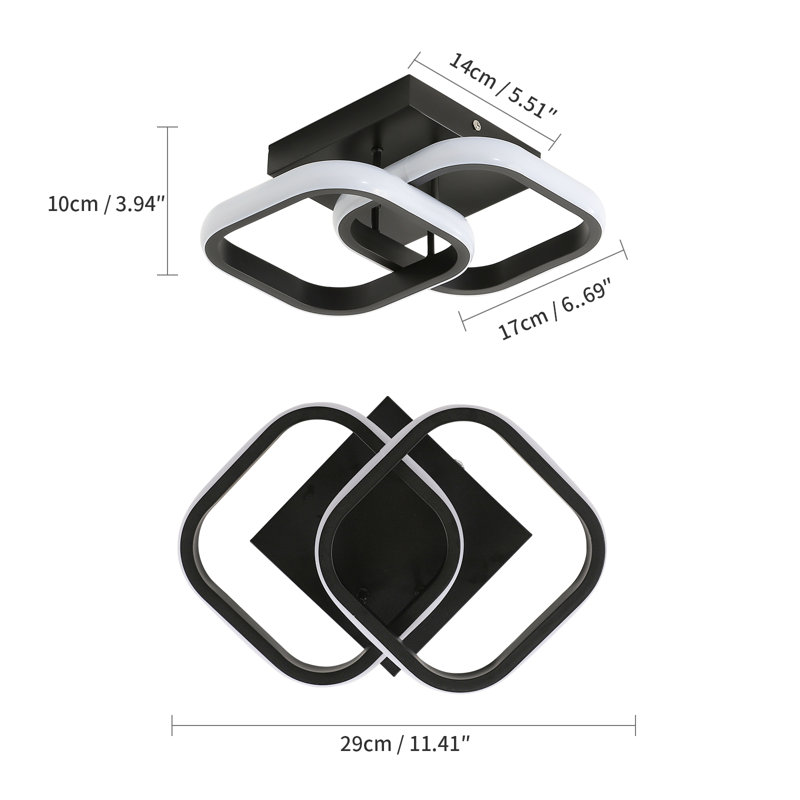 Luebbert LED Semi Flush Mount, Black, 4000K
