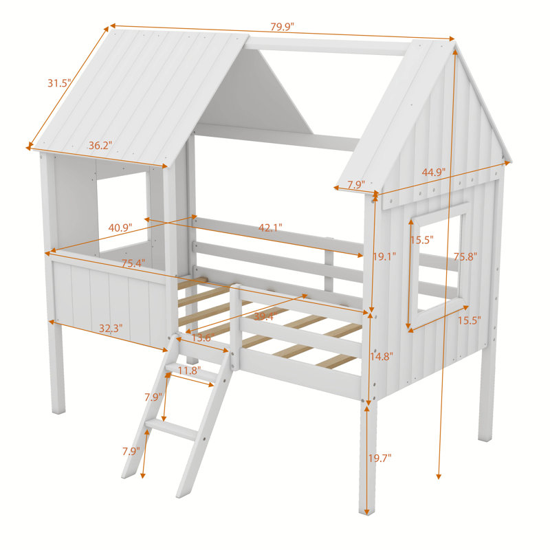 Lit mezzanine simple Sublette, Blanc