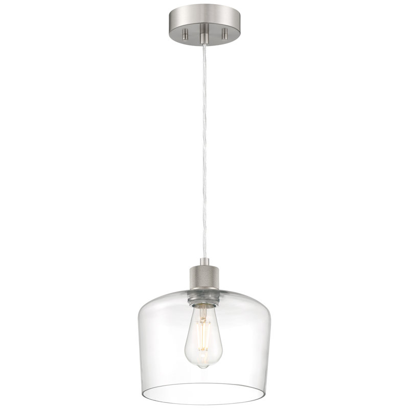 Abdulkhalid LED Pendant - Clear Glass - Replaceable LED, Brushed Steel