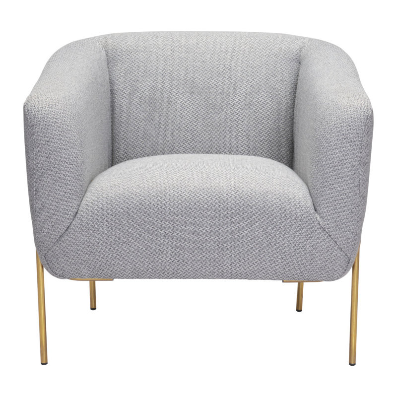 Gray and Gold Curved Modern Accent Chair