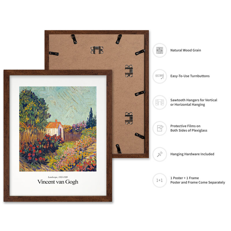 Van Gogh - Paysage, Affiche, H 16 po x l 20 po, Encadrement brun