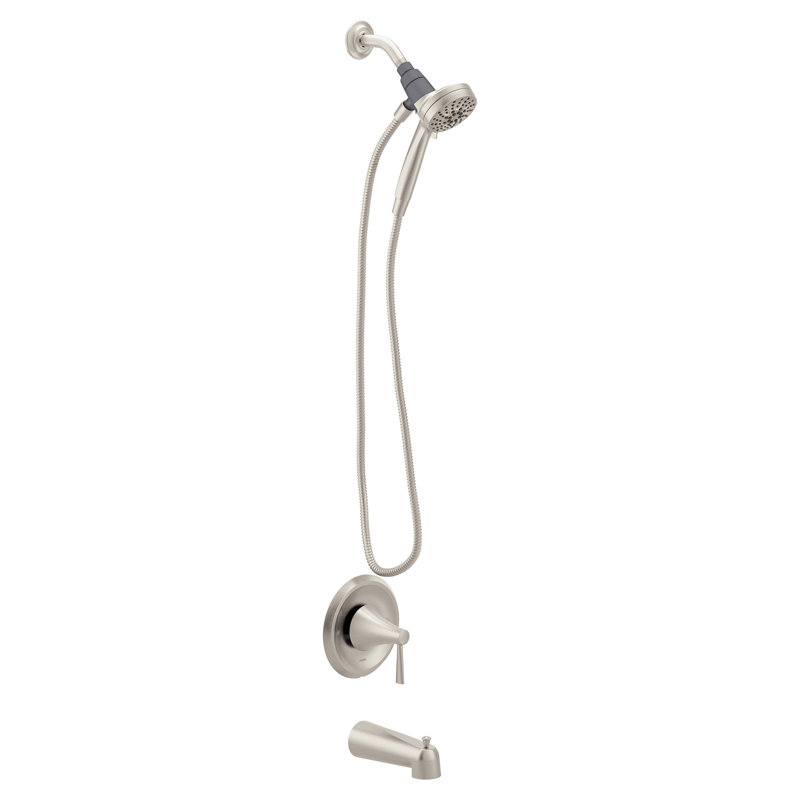 Moen Ronan Single Handle Tub/Shower with Magnetix Rainshower, Valve Included, Spot Resist Nickel