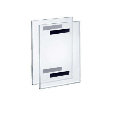 Clear Acrylic Magnet Back Sign Holder Frames 8.5" W x 11" H - Portrait / Vertical, 2-Pack