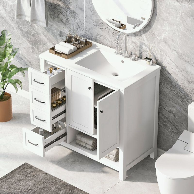 Rangement pour salle de bain Catenia, Noir, noir, noir, noir, Blanc